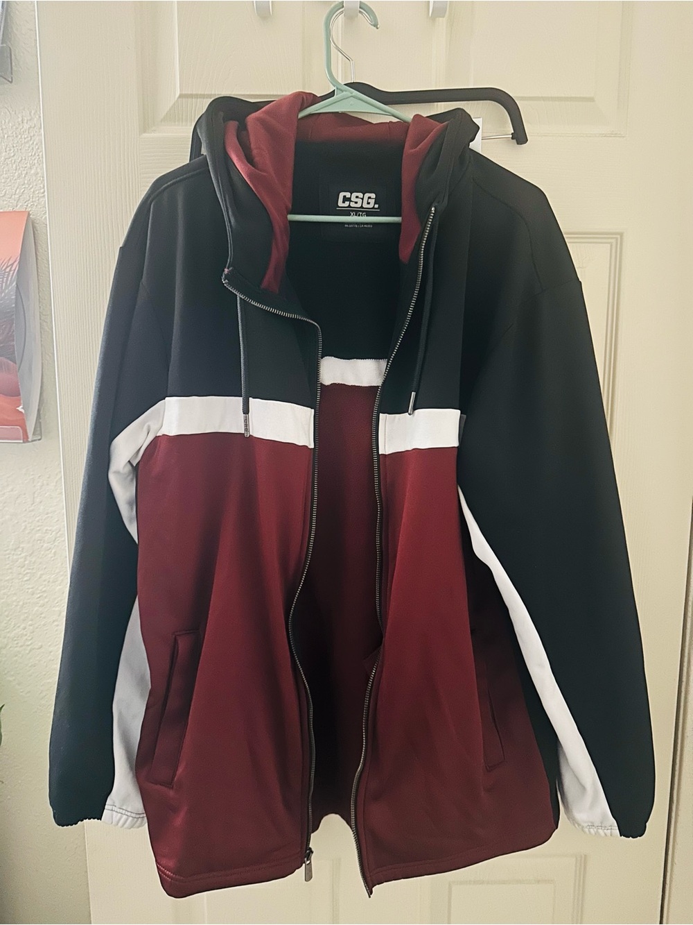 CSG Men’s Maroon and Black Colorblock Zip-Up Jacket